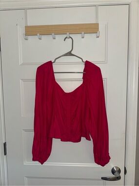 a new day Fuchsia Peasant Blouse